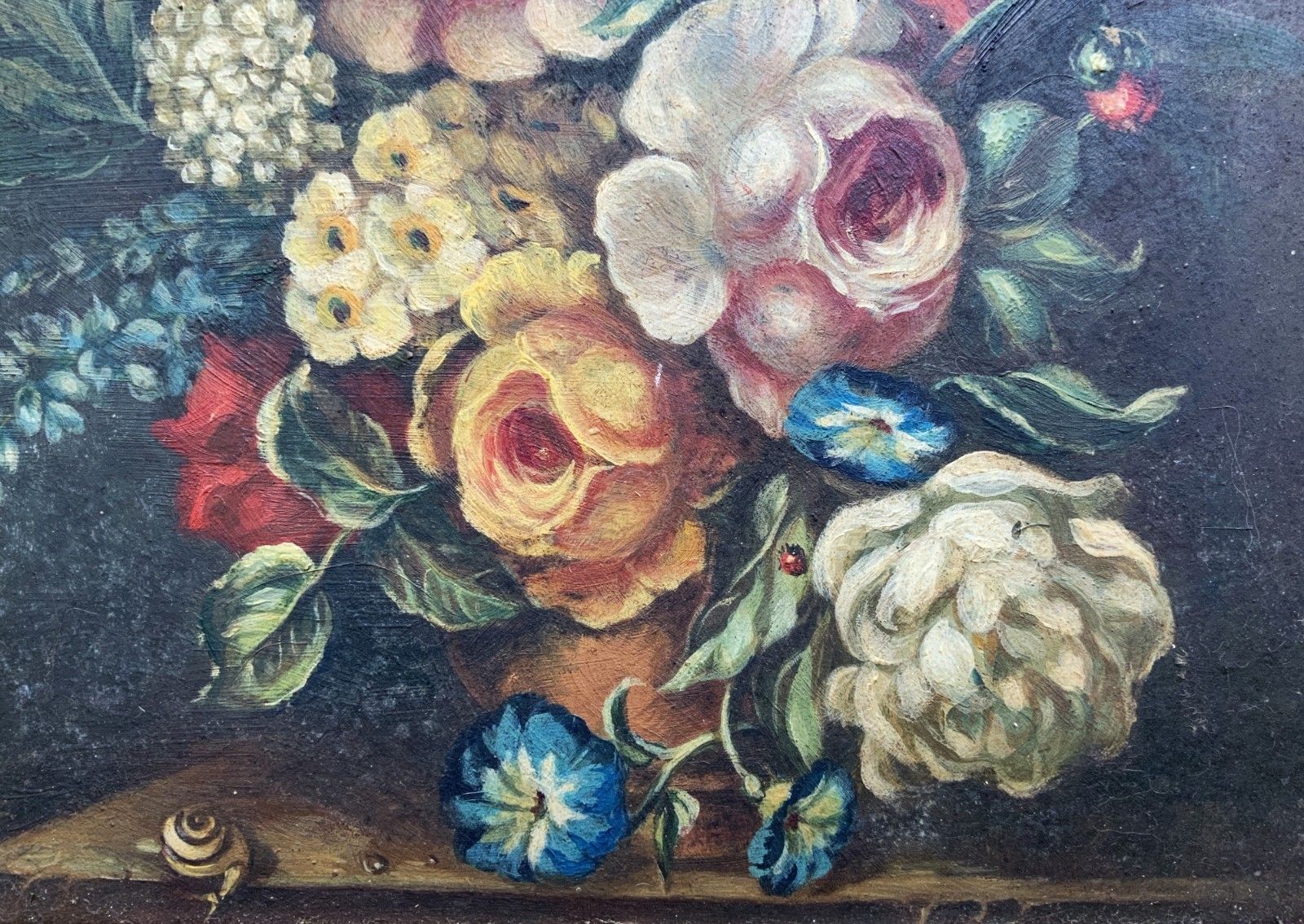 Beautiful Late 19th Century Dutch Antique Still Life Tulips & Roses Oil Painting photo vinterior