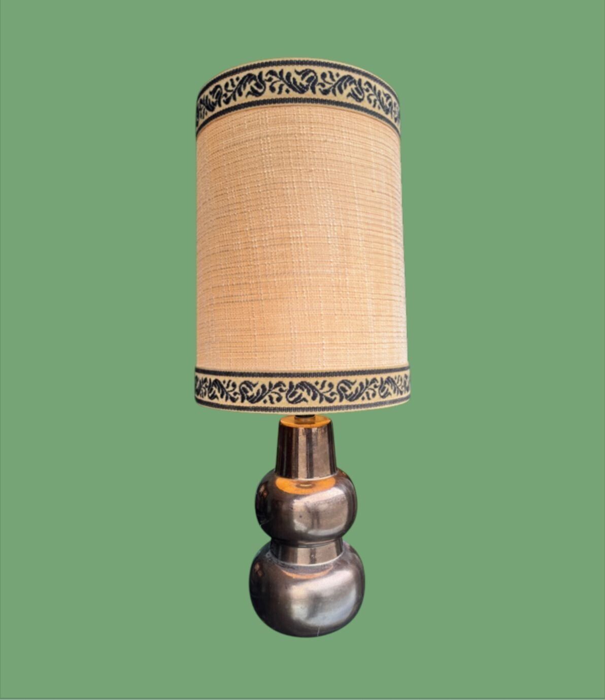 A 1960s French Ceramic Lamp With Orignal Hessian Shade photo 725.0