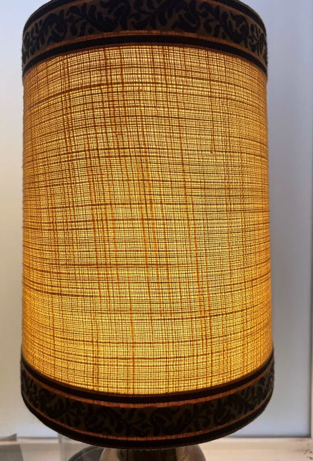 photo furniture A 1960s French Ceramic Lamp With Orignal Hessian Shade
