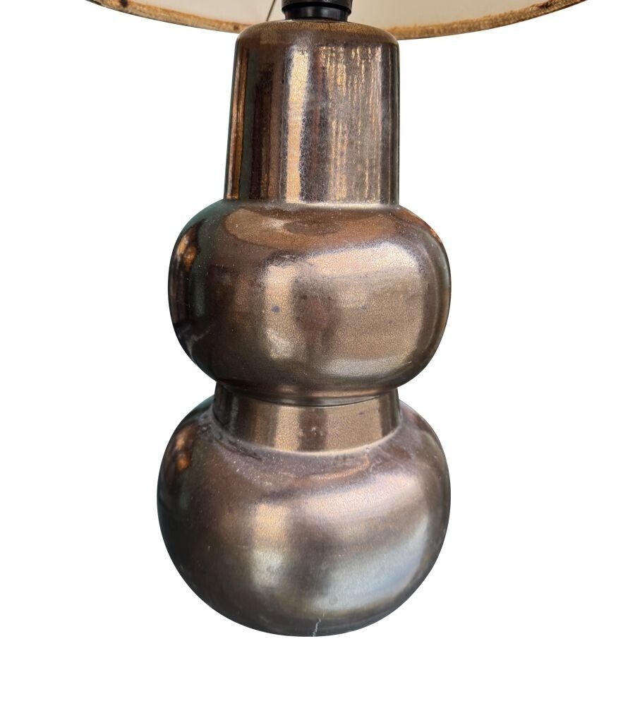 photo buy A 1960s French Ceramic Lamp With Orignal Hessian Shade