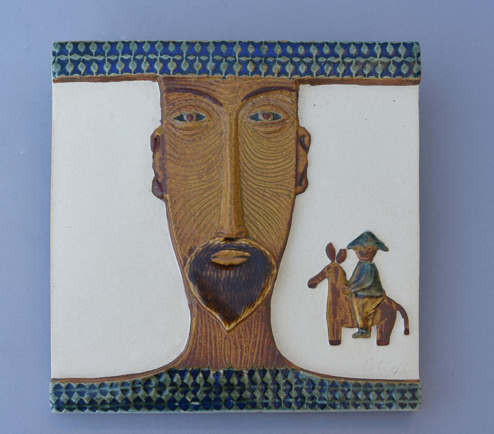 Don Quixote Tile H1184 By Stig Lindberg For Gustavsberg, Sweden, 1950s