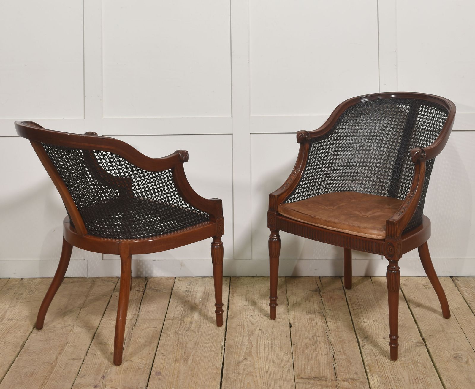 Pair Of Regency Style Mahogany Bergère Armchairs photo Furniture