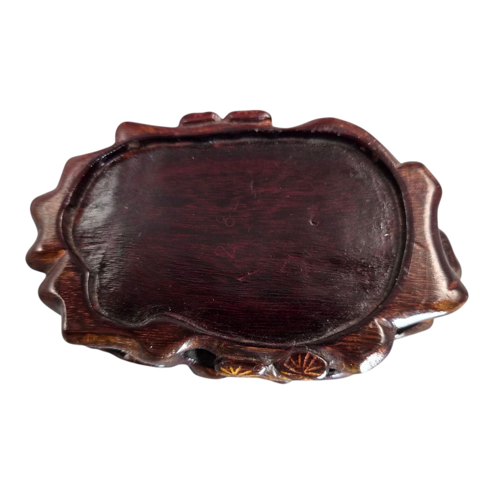 photo for sale Groot Chinees gesneden jadeïet lotusbeeldje op bijpassende houten standaard