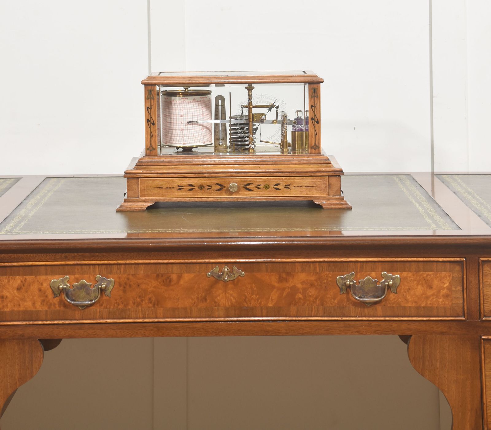 Rare Hezzanith Oak Cased Barograph With Art Nouveau Inlay photo furniture