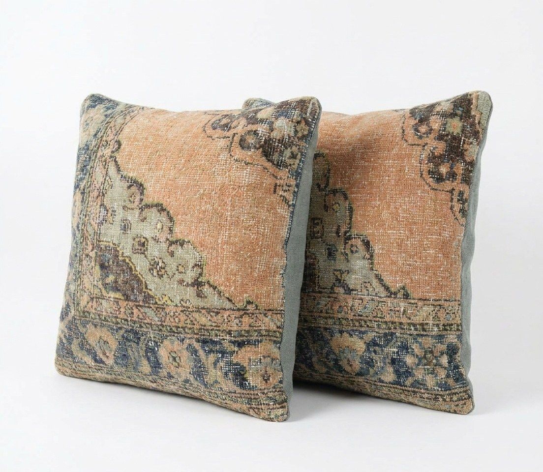 Turkish Oushak Rug Pillow Cover 60 X 60 Cm   Set Of Two photo furniture