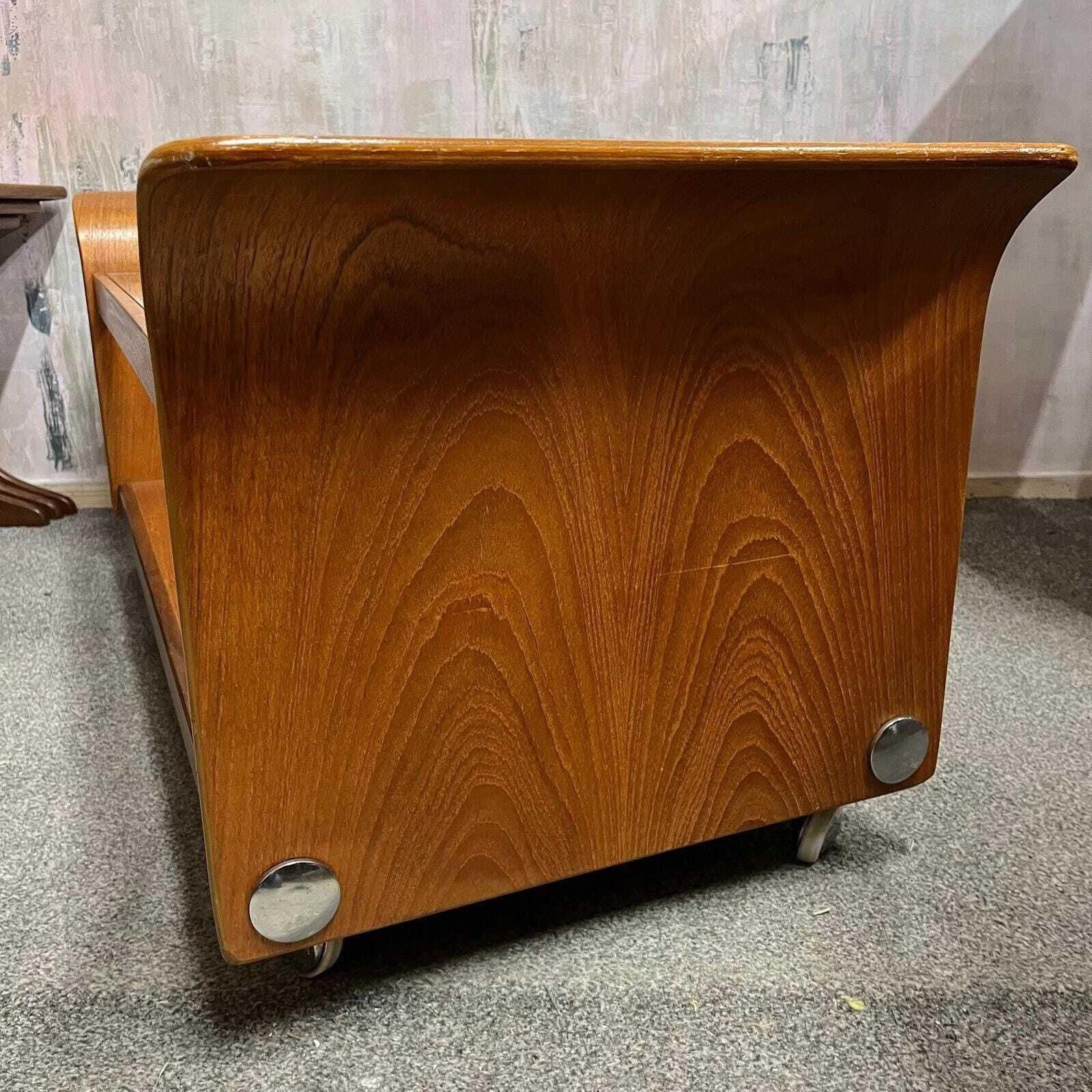 photo furniture G Plan Tulip Coffee Table Mid Century Retro Teak Base Glazed Shelf Castors
