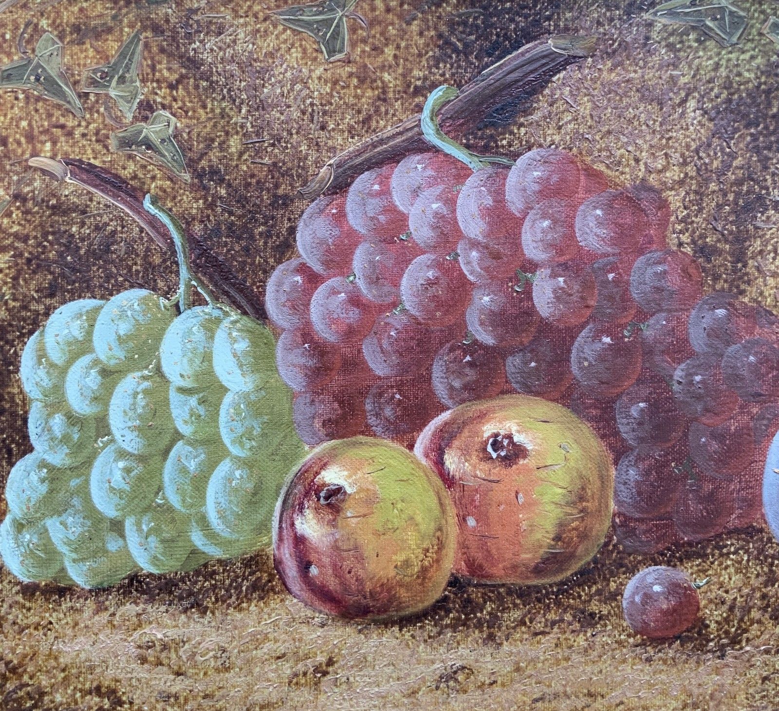 Antique Fruit Still Life Oil Painting Early 20th Century Grapes & Apples photo 199.0