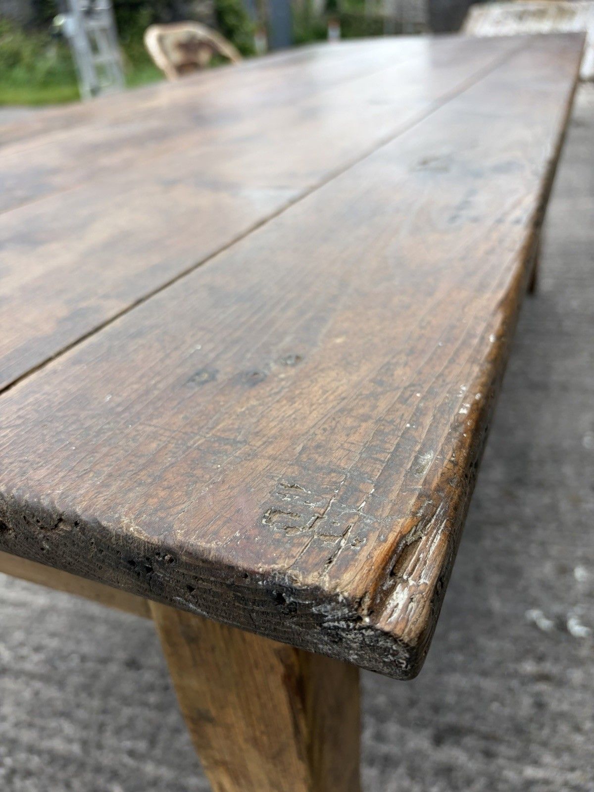 photo furniture Antique French Pine Farmhouse Rustic Dining Table — 198cm — Circa 1900
