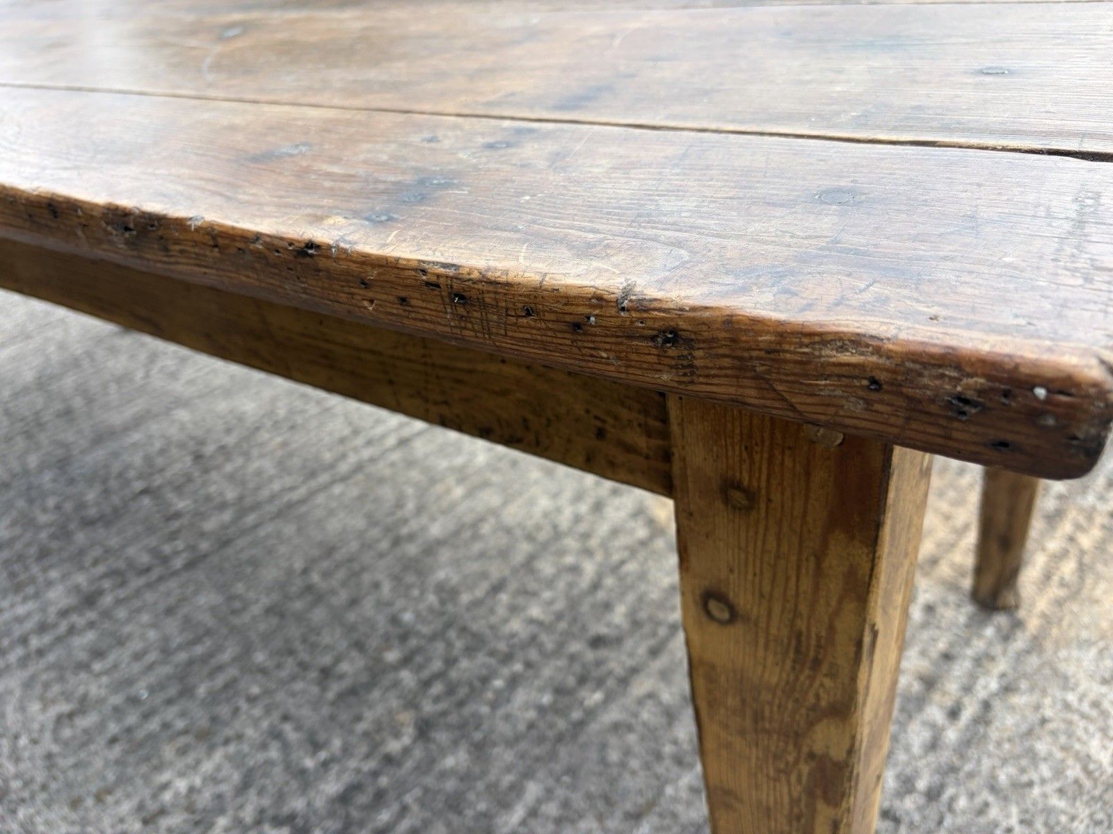 photo buy Antique French Pine Farmhouse Rustic Dining Table — 198cm — Circa 1900