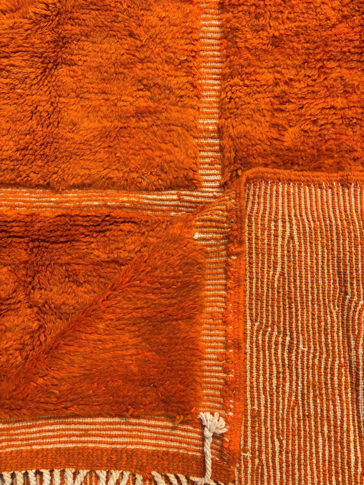 Handmade Moroccan Berber Mrirt Rug – Orange Wool Rug 210x320 Cm –Modern Textured Carpet – Bold Abstract Design – Large Living Room Area Rug photo Textiles