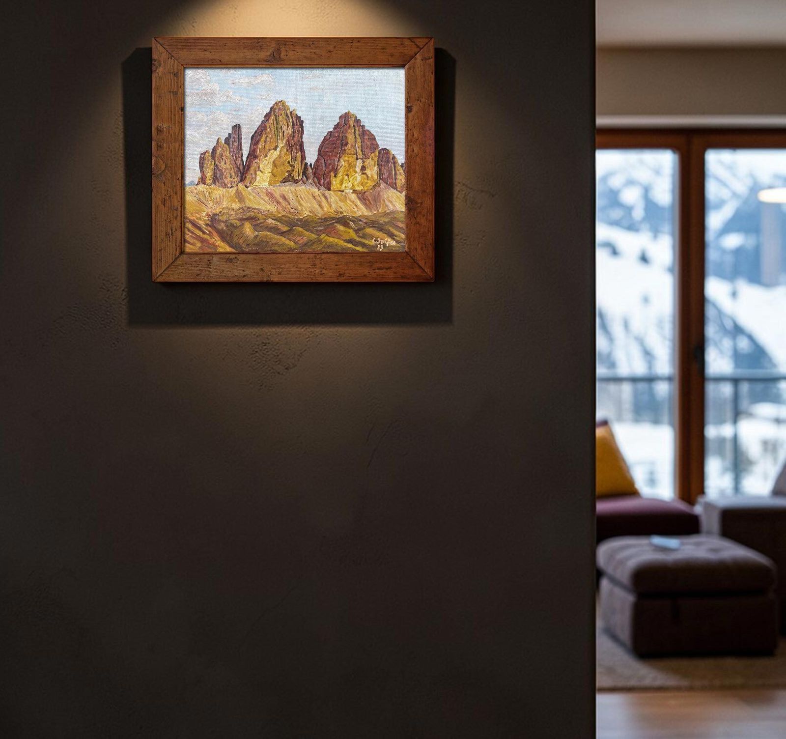 Iatlian Dolomites Painting Oil On Canvas photo furniture