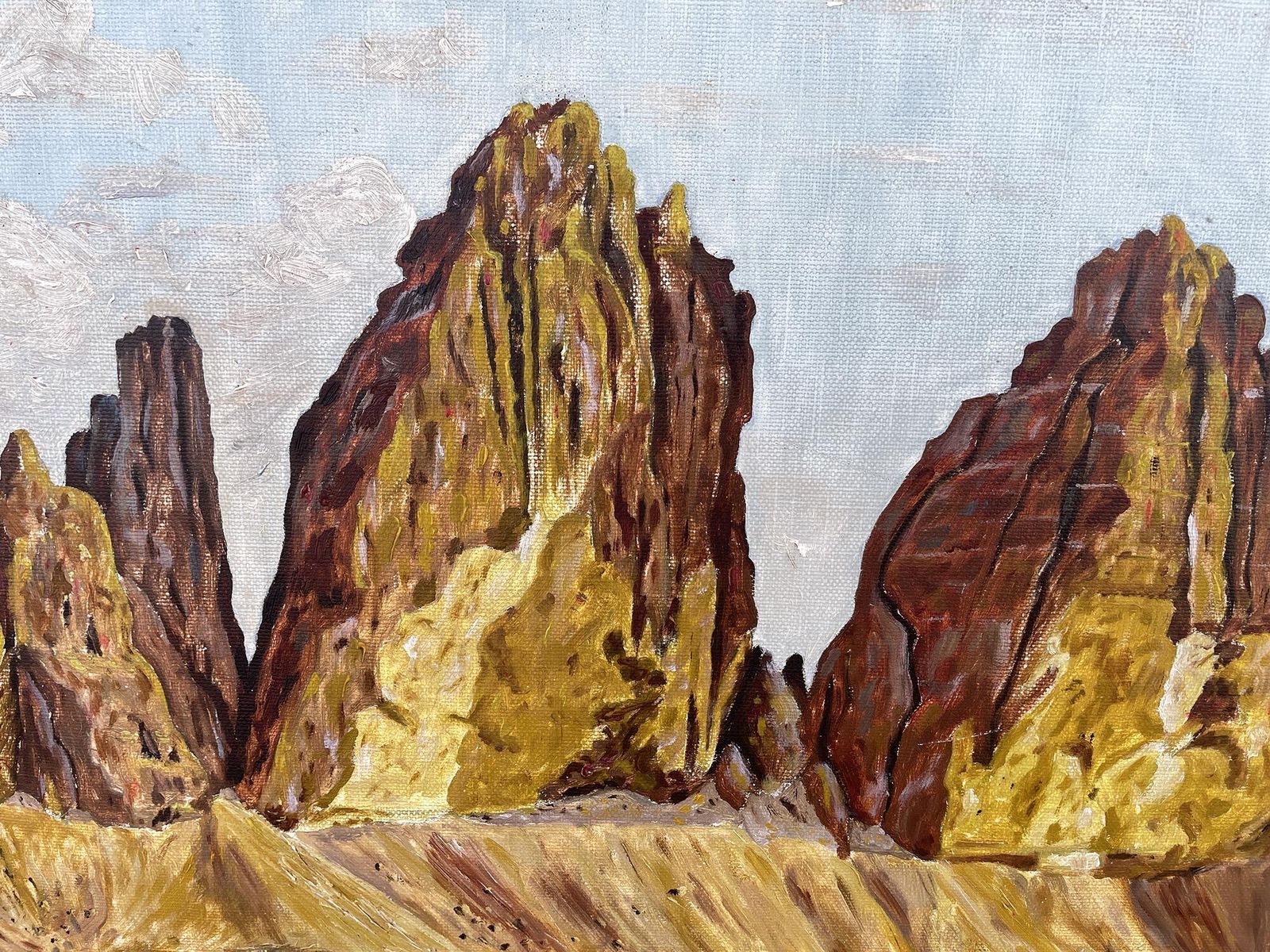 Iatlian Dolomites Painting Oil On Canvas photo vintage