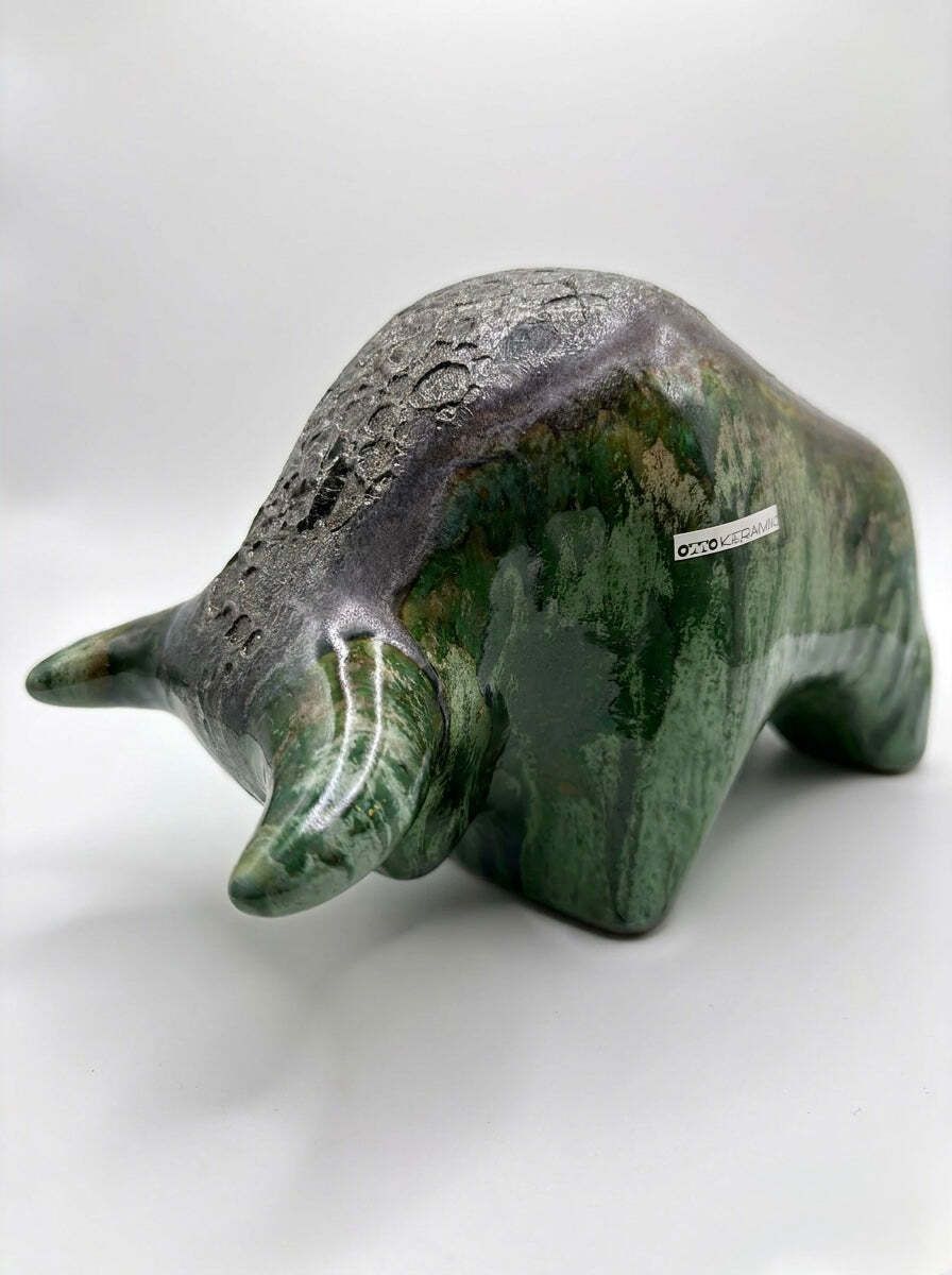 Otto Keramik Classic Ceramic Bull West German Pottery Fat Lava photo for sale