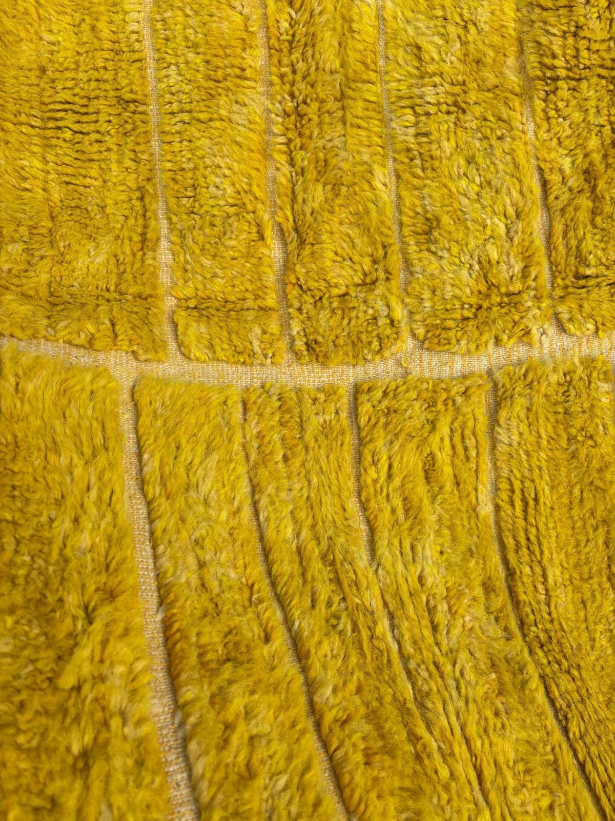 Mustard Yellow Moroccan M'rirt Rug 190x300 Cm Handmade Wool Berber Rug Luxury Minimalist Area Rug Thick Plush Carpet Custom Moroccan Rug photo vinterior