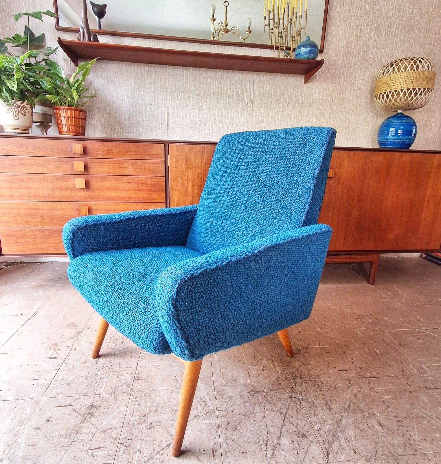 Fab Vintage 1960s Parker Knoll Pk945/7 Adagio Chair Armchair Teal Blue Chenille