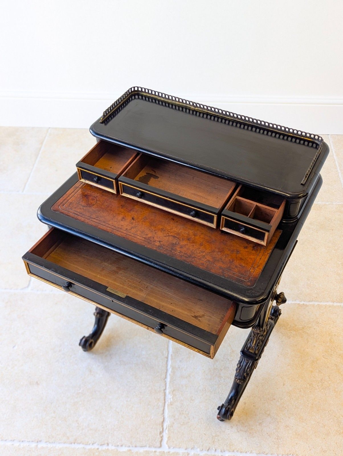 photo buy Antique Victorian Ebonised Bonheur Du Jour C.1870