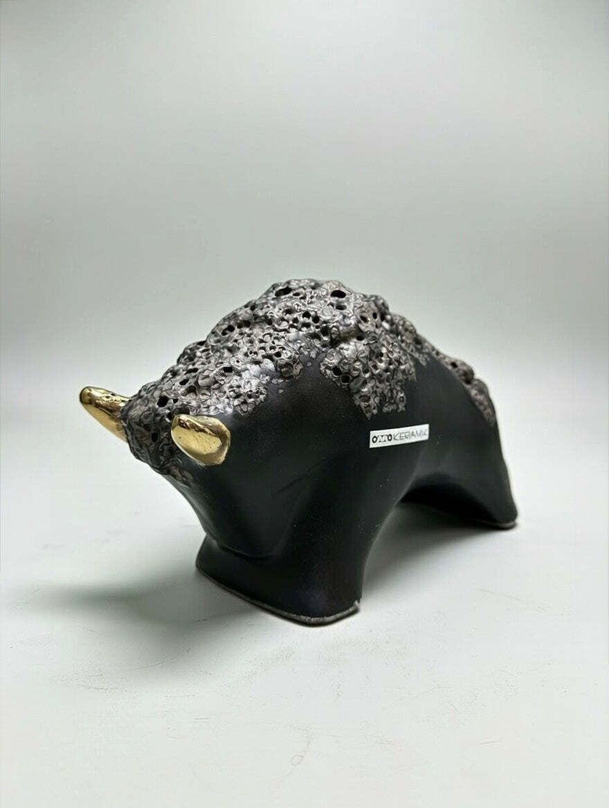 Otto Keramik Gold Edition Ceramic Bull West German Pottery Fat Lava photo furniture