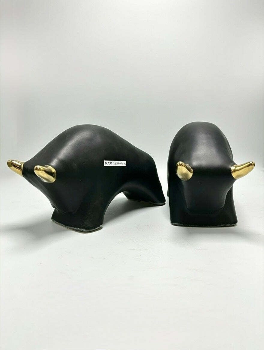 photo for sale Otto Keramik Gold Edition Ceramic Bull West German Pottery Fat Lava