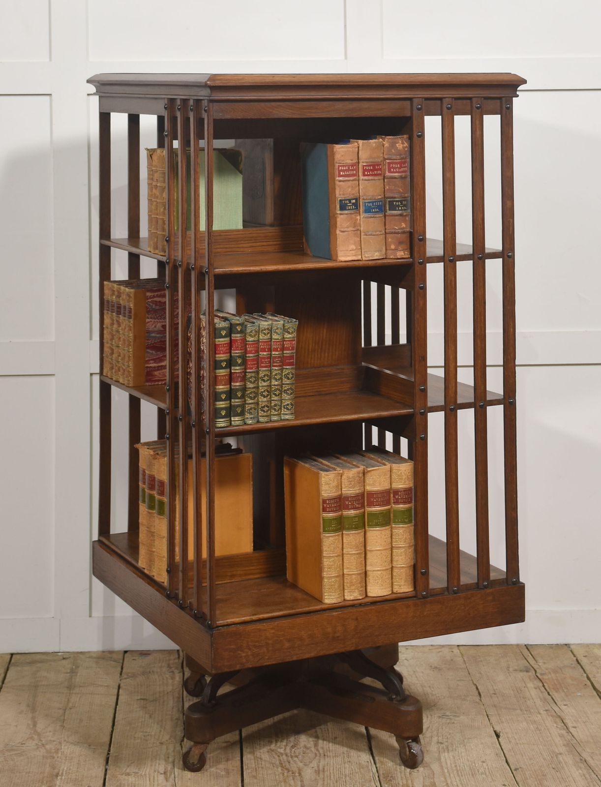 photo for sale Late 19th Century Oak Revolving Bookcase By Trubner & Co