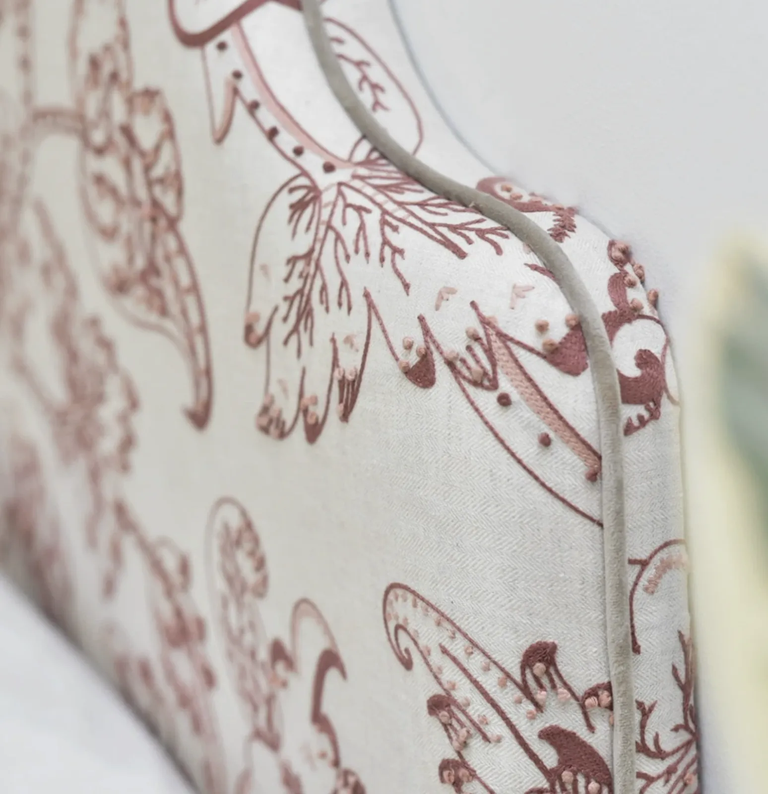 King Size Headboard In James Hare Arboreal Burnt Blossom Embroidered Fabric photo Furniture