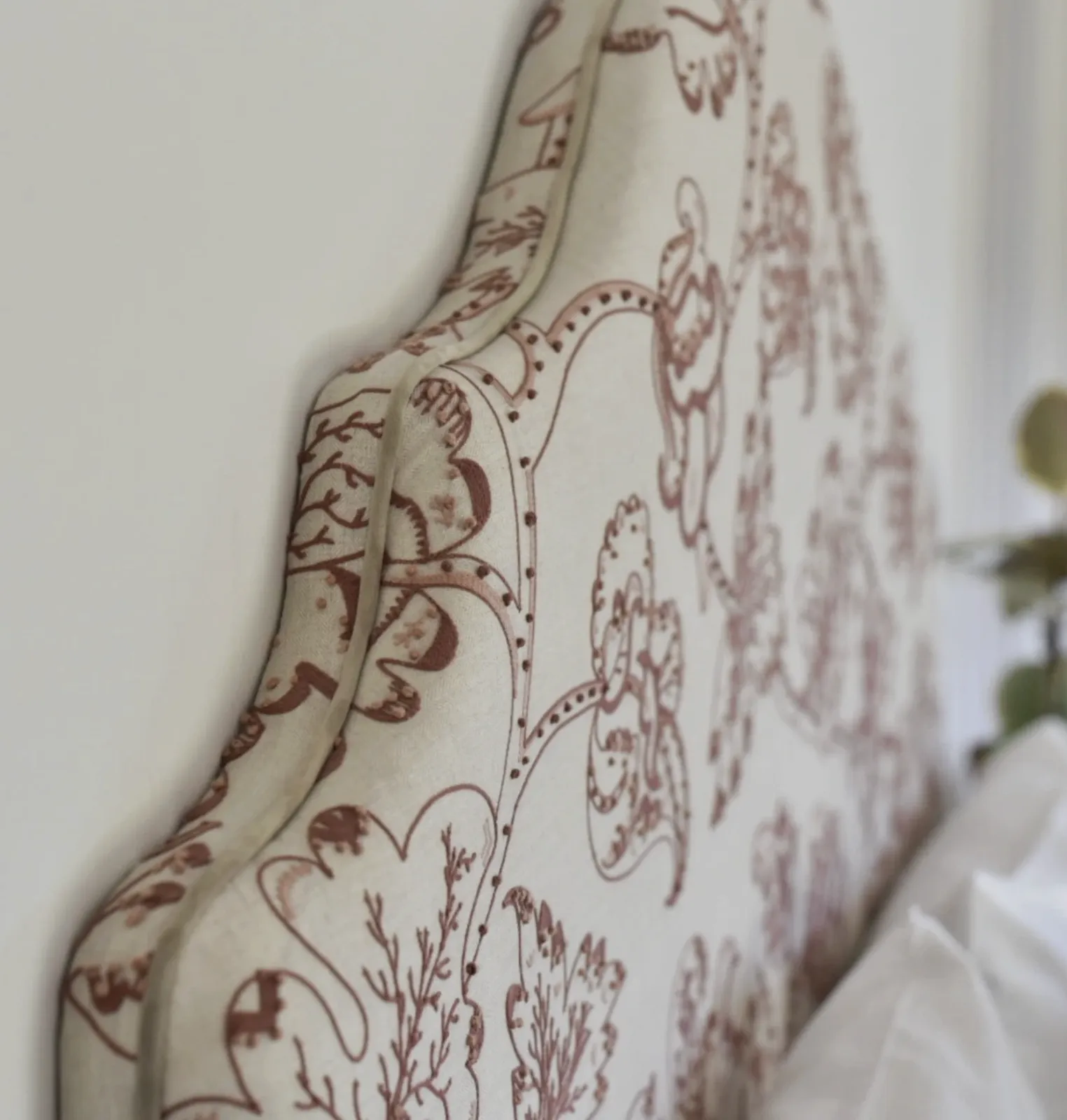 King Size Headboard In James Hare Arboreal Burnt Blossom Embroidered Fabric photo 1550.0