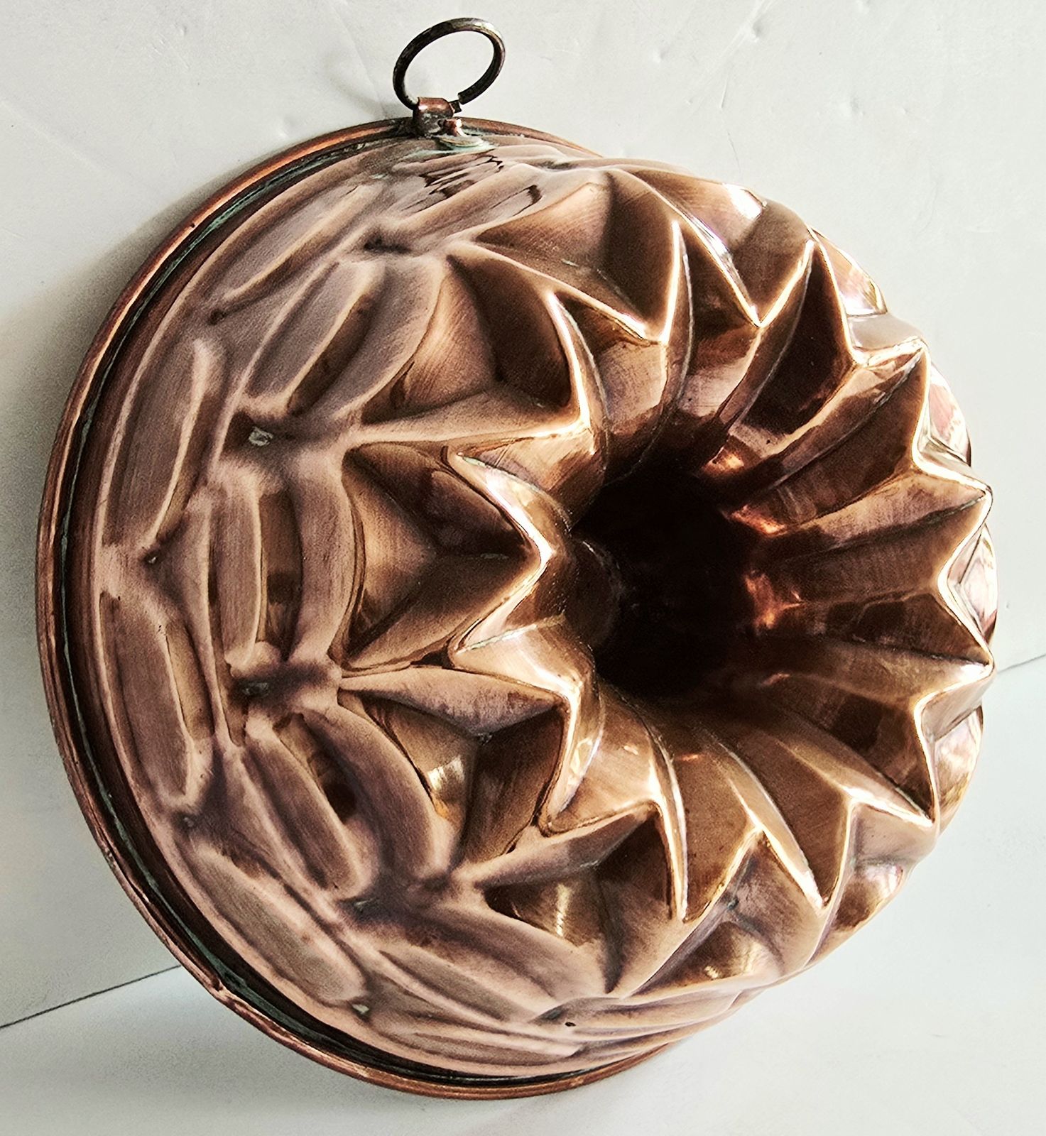 photo buy A Set Of Four Large Antique French Copper Cake Moulds, 19th Century.