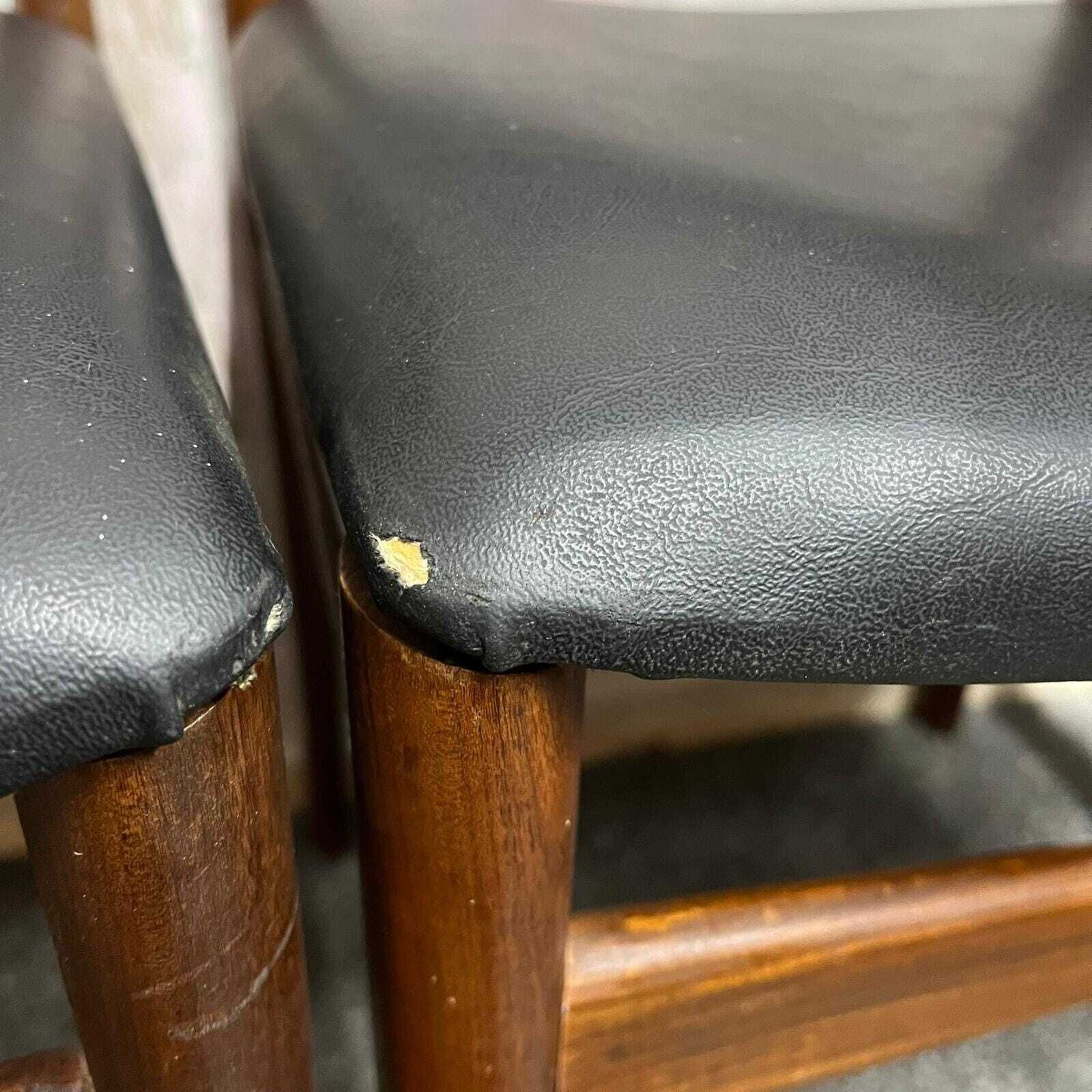 4x Danish Mid Century 1960s Dining Chairs Teak Upholstered Faux Leather photo 214.0