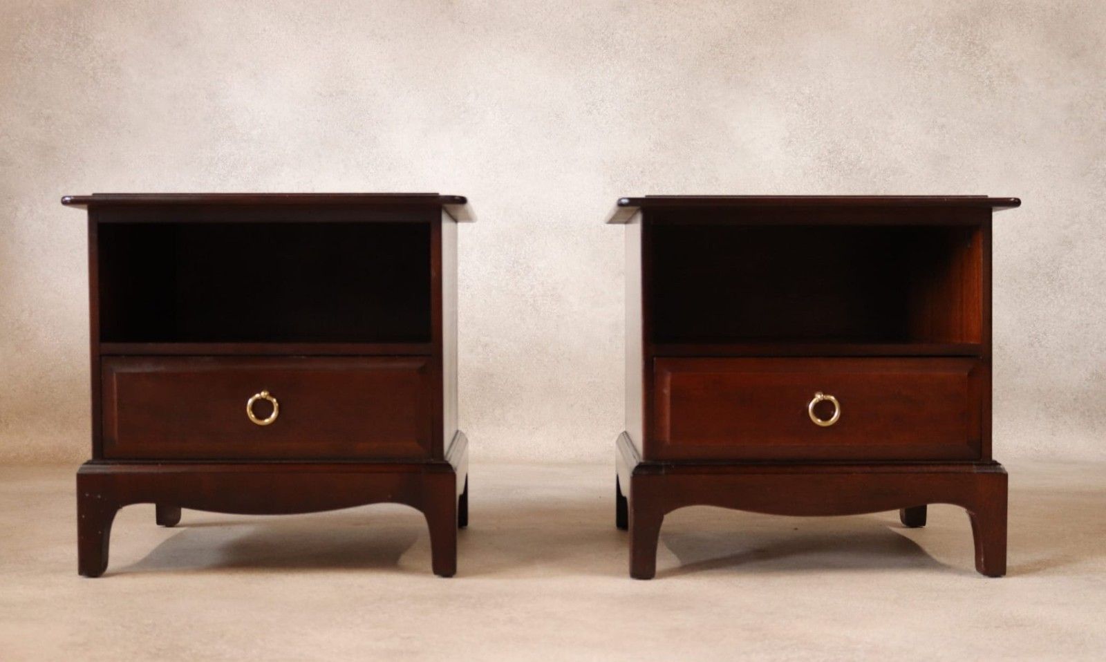photo for sale Vintage Pair Of Stag Minstrel Bedside Cabinets / Tables