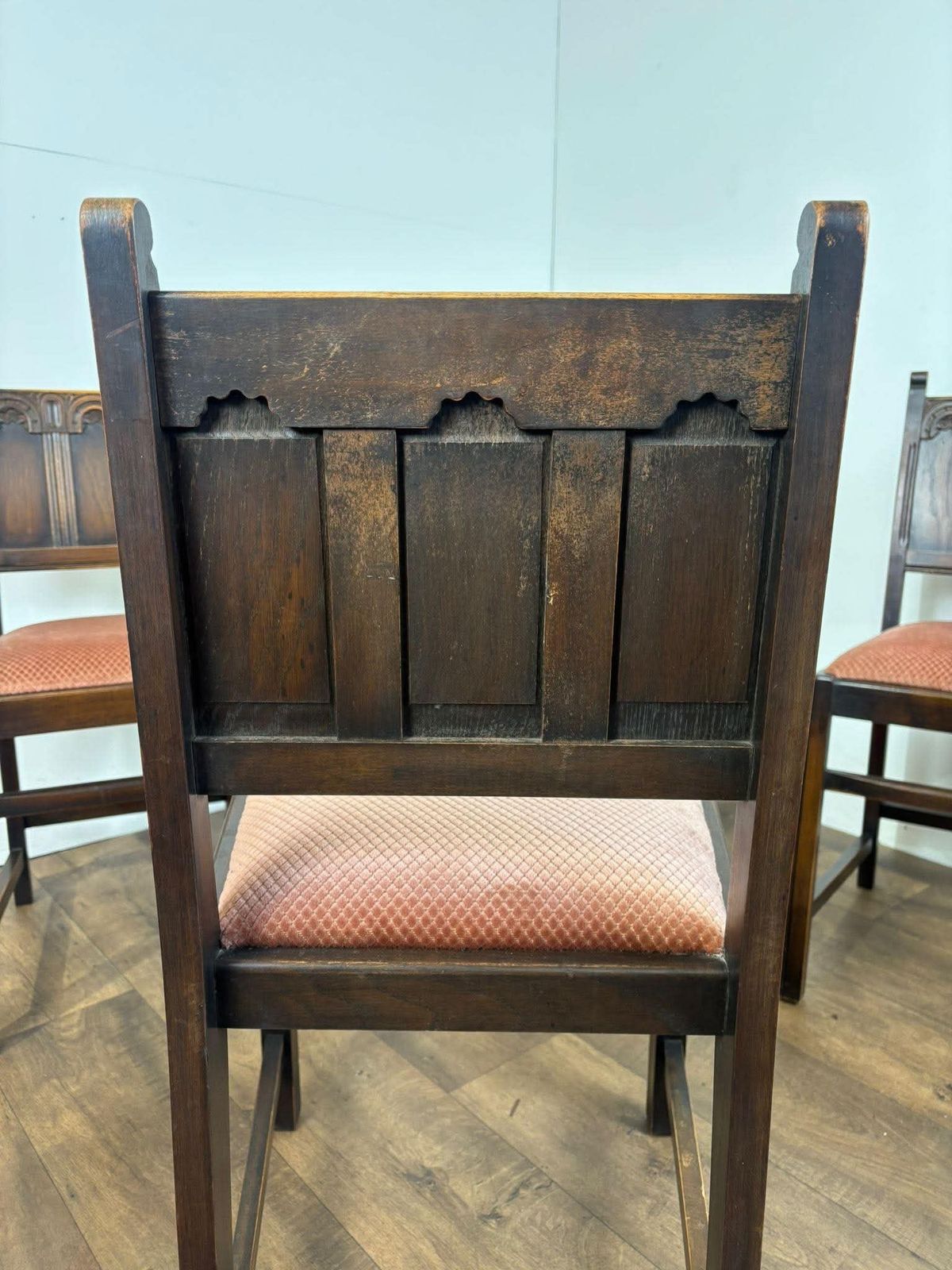 Vintage Set Of Four Oak Priory Style Dining Chairs photo for sale
