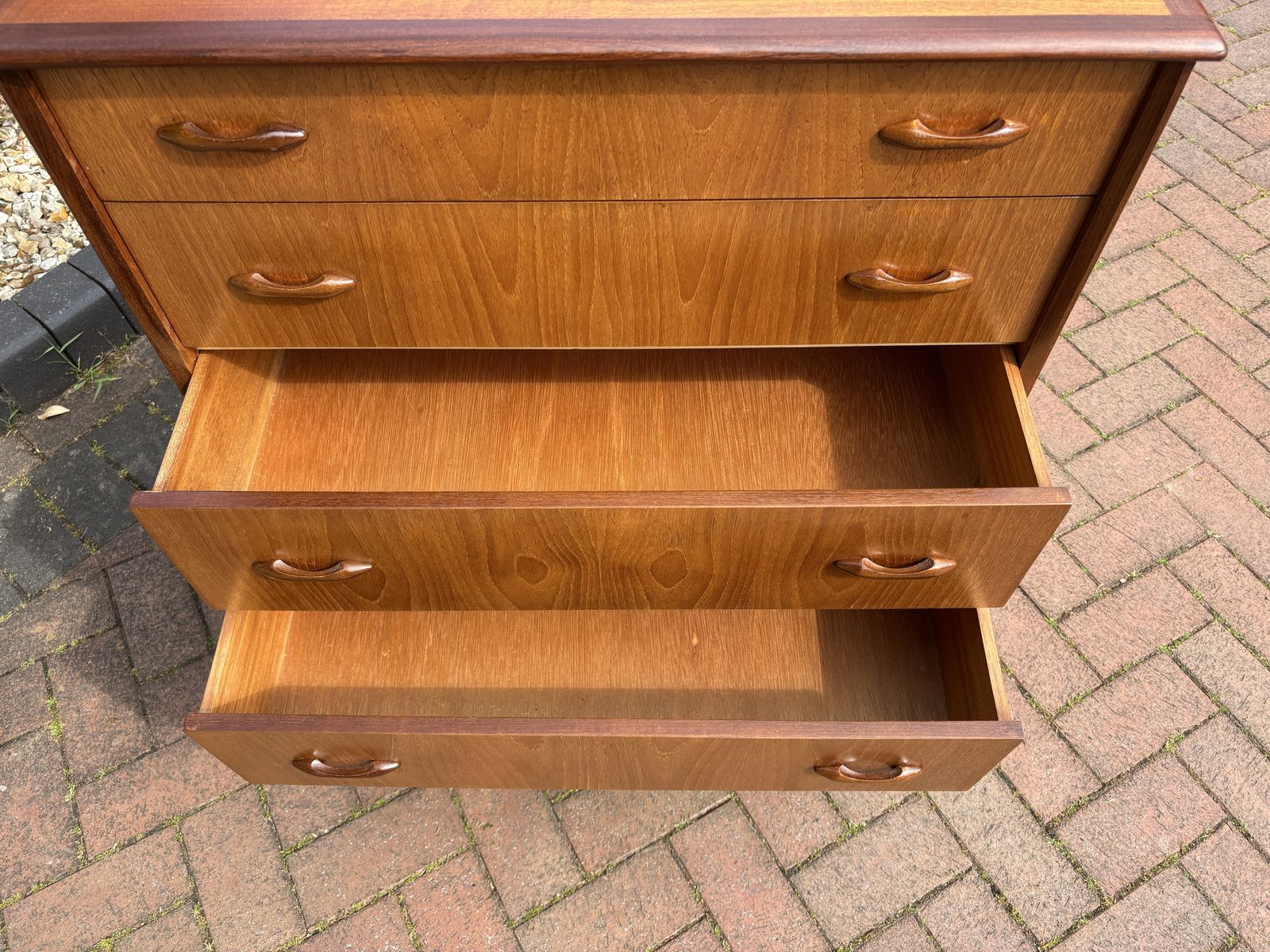Mid Century Teak And Mahogany Chest Of Drawers photo vintage