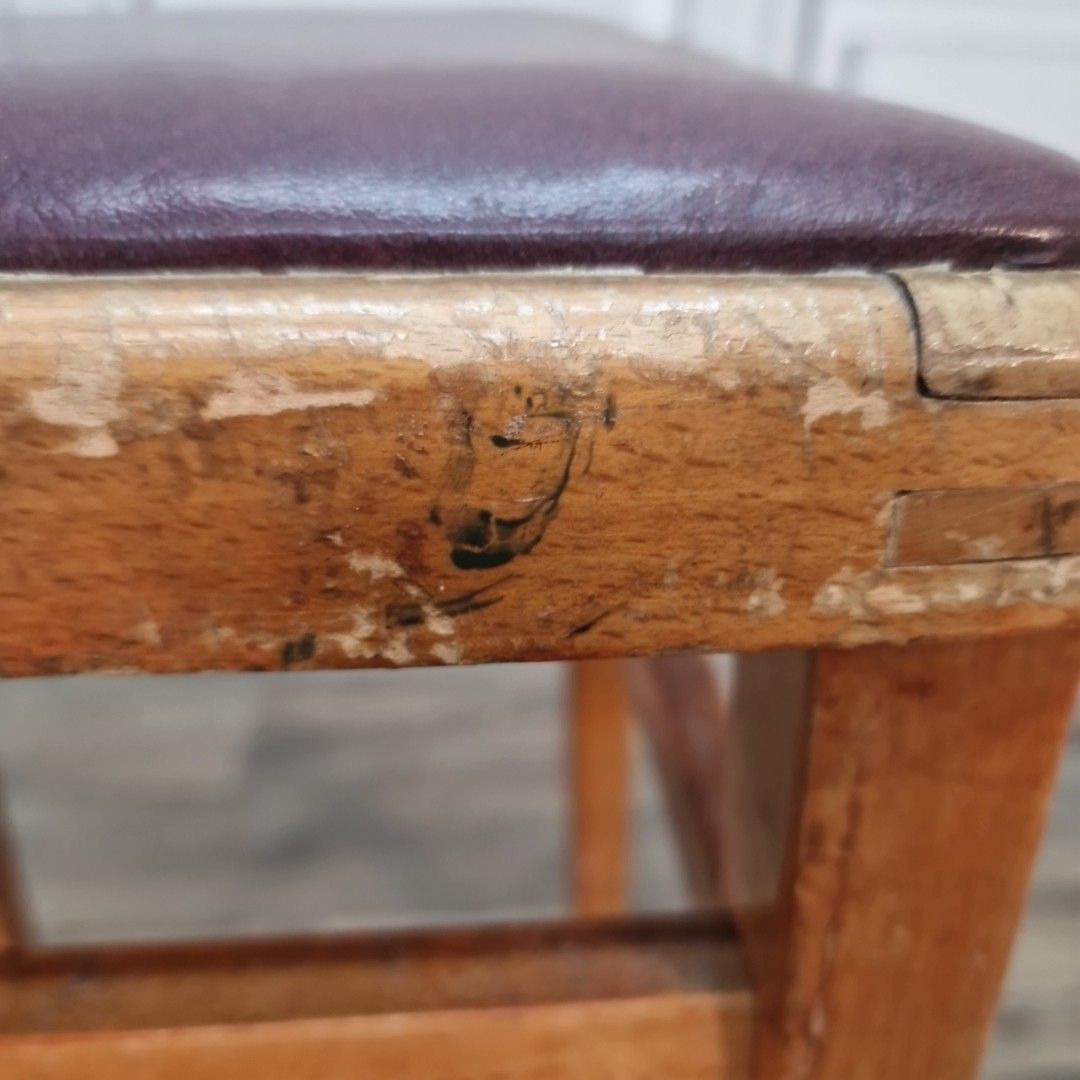 52.0 Mid Century Kitchen Stool Vinyl Top Utility Seat Retro Vintage Mcm Upcycle photo