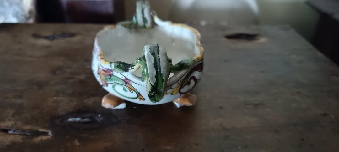 Antique Majolica Sauce Pan Decorated With Grotesques 19th Century Tuscany photo 112.98