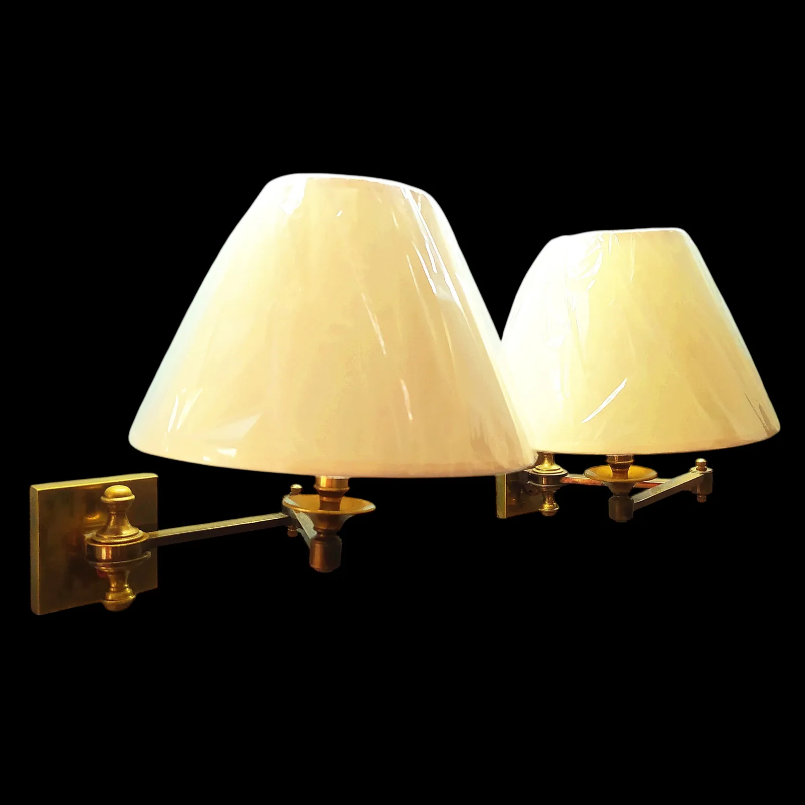 530.0 Pair Of 1960's Brass Swing Arm Wall Lights photo