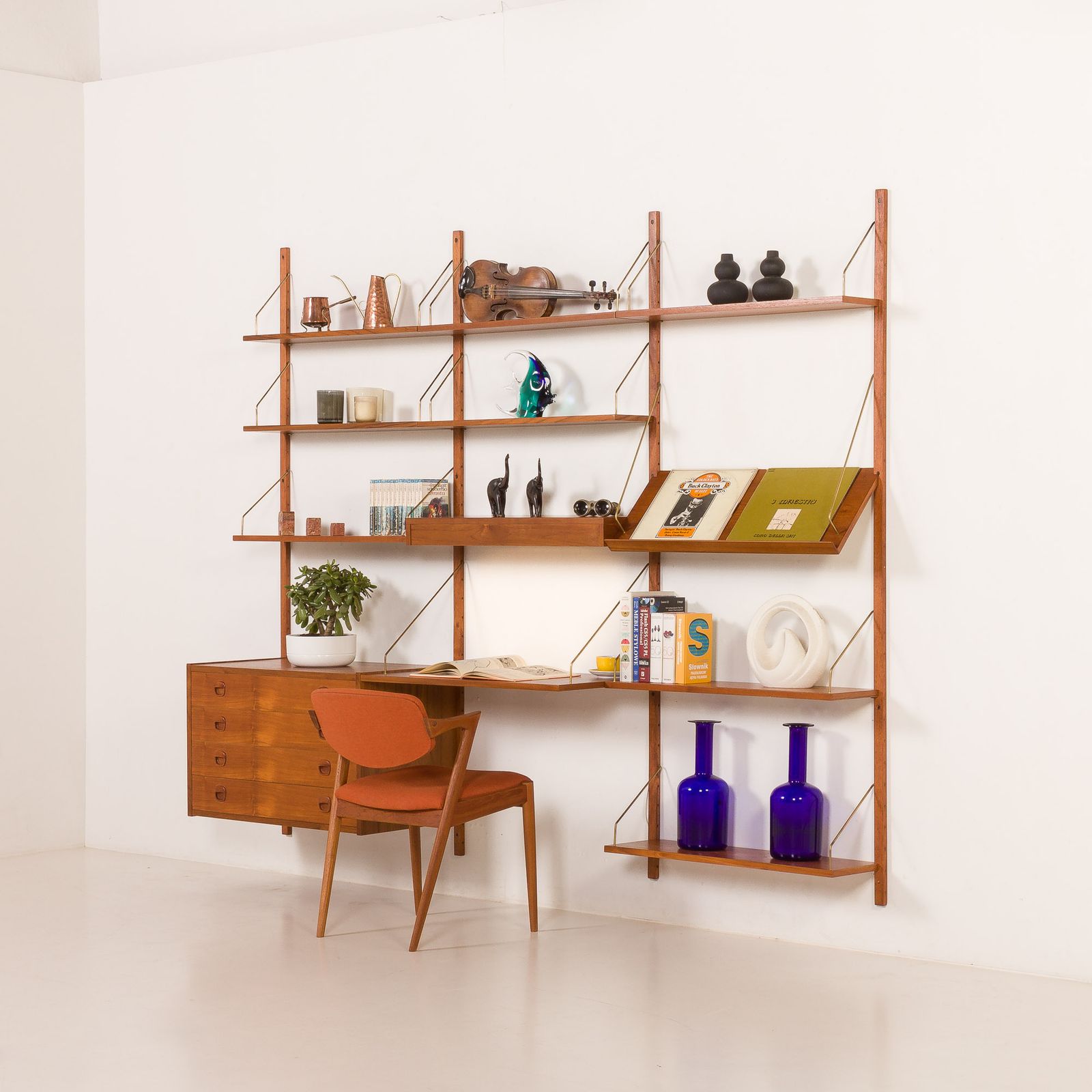 Danish Teak Wall Unit In The Style Of Cadovius, Sorensen With A Lamp, 1970s photo 3015.0