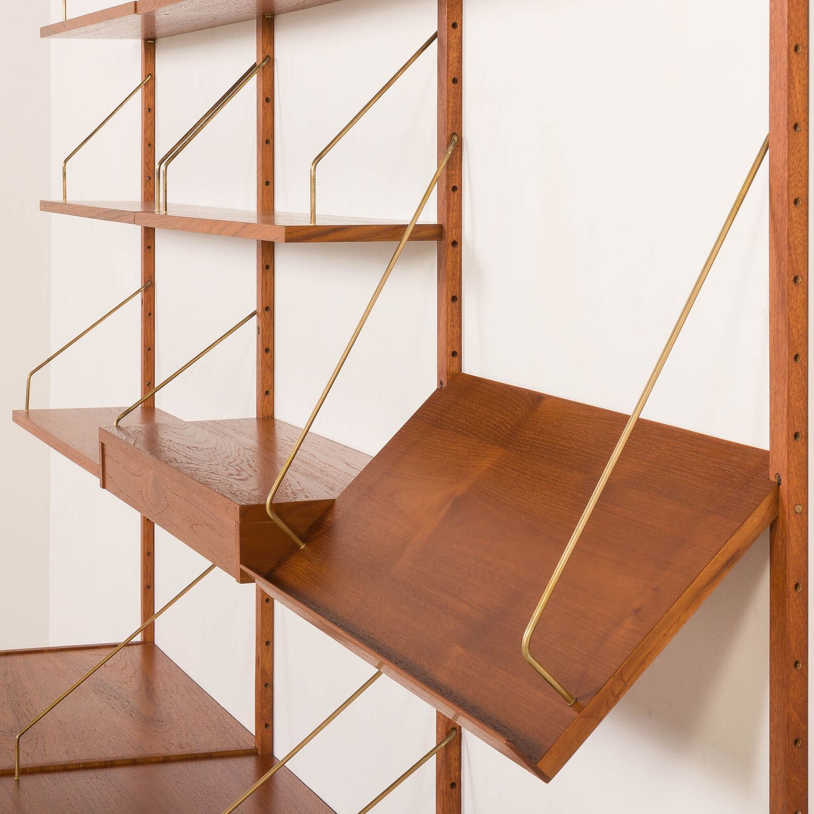 photo for sale Danish Teak Wall Unit In The Style Of Cadovius, Sorensen With A Lamp, 1970s