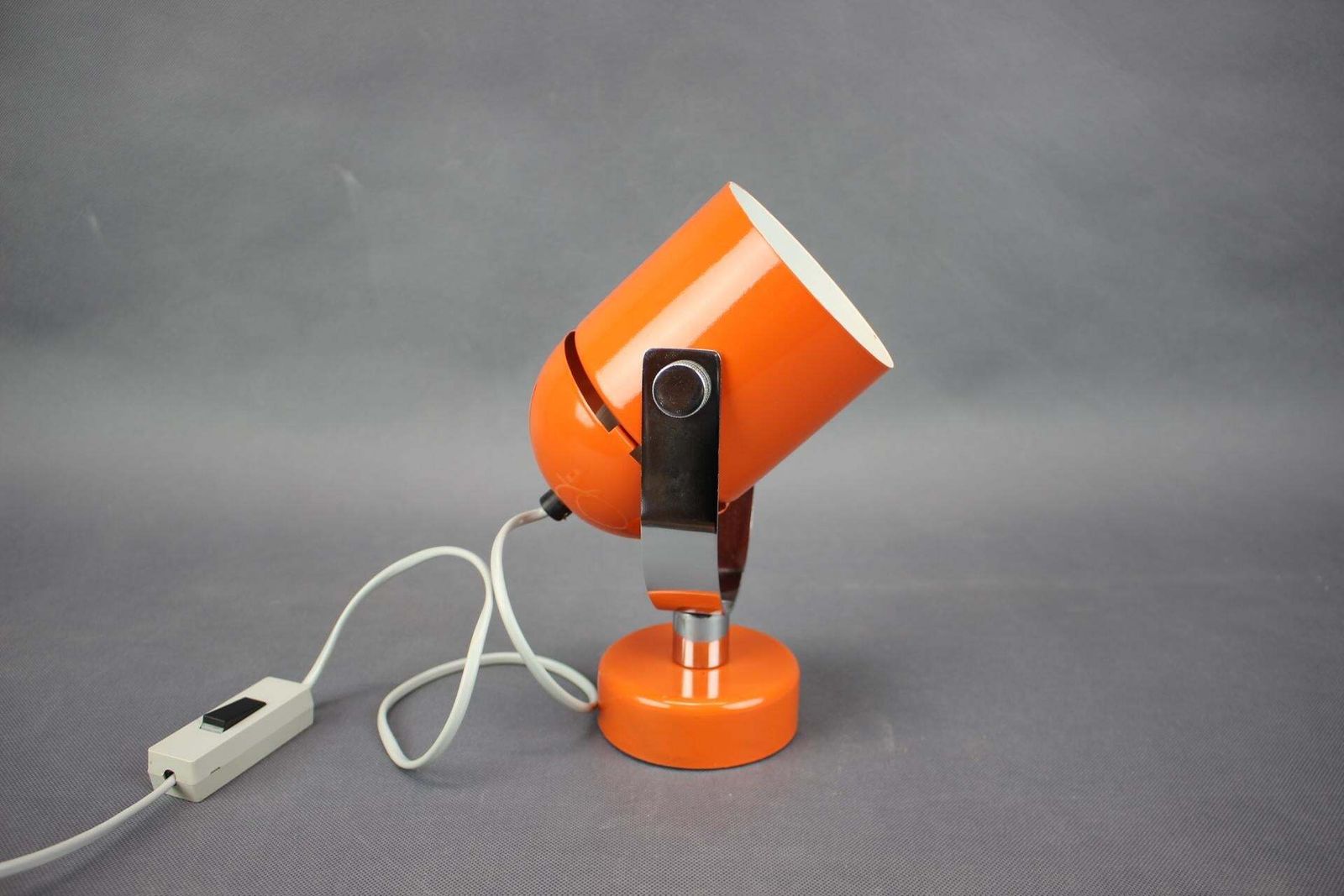 Oranje metalen en chromen lamp uit de jaren 1970 van Stanislav Indra, Tsjecho-Slowakije photo furniture