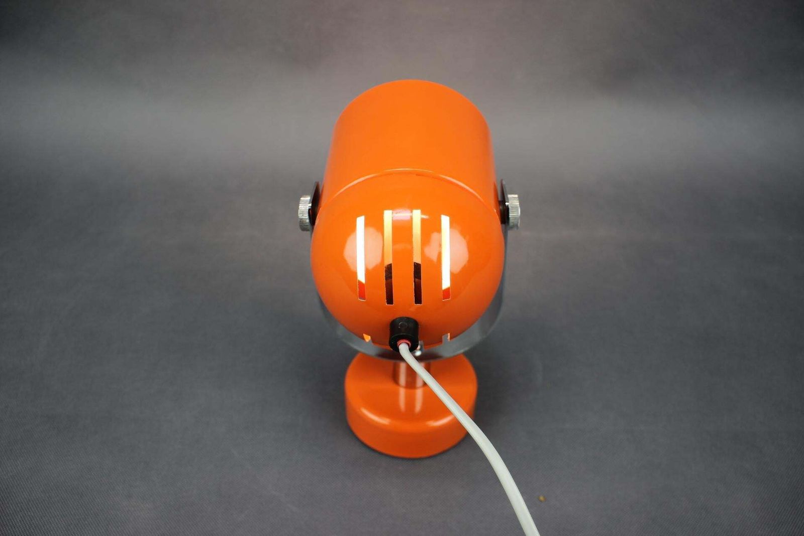 Oranje metalen en chromen lamp uit de jaren 1970 van Stanislav Indra, Tsjecho-Slowakije photo vintage