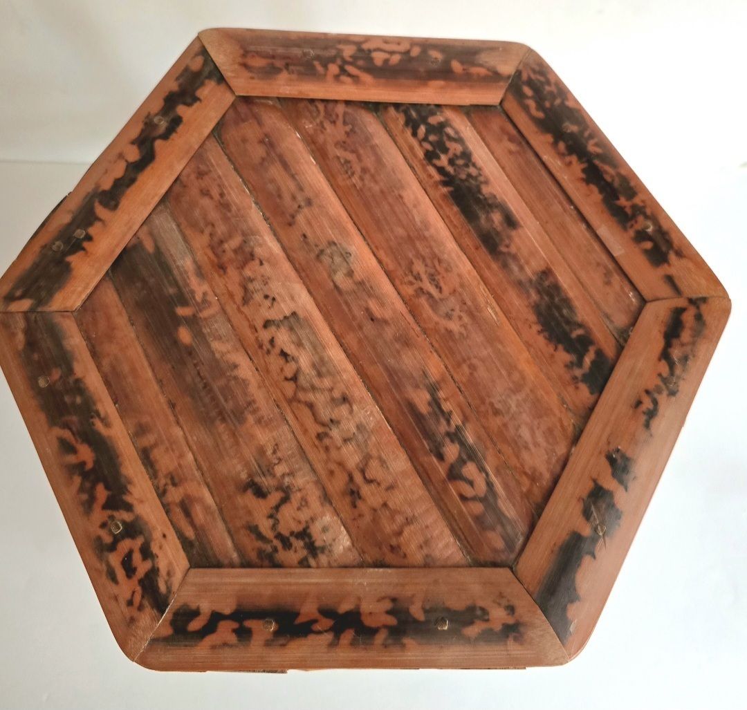photo for sale A Set Of Three Antique French Tiger Bamboo Nesting Tables.
