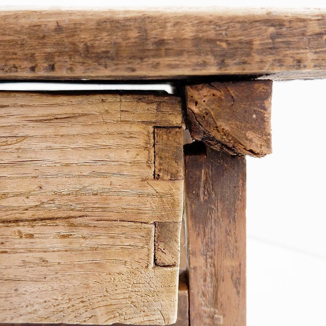 photo buy Rustic Farmhouse Side Table With Drawer, Wood And Metal, Circa 1960