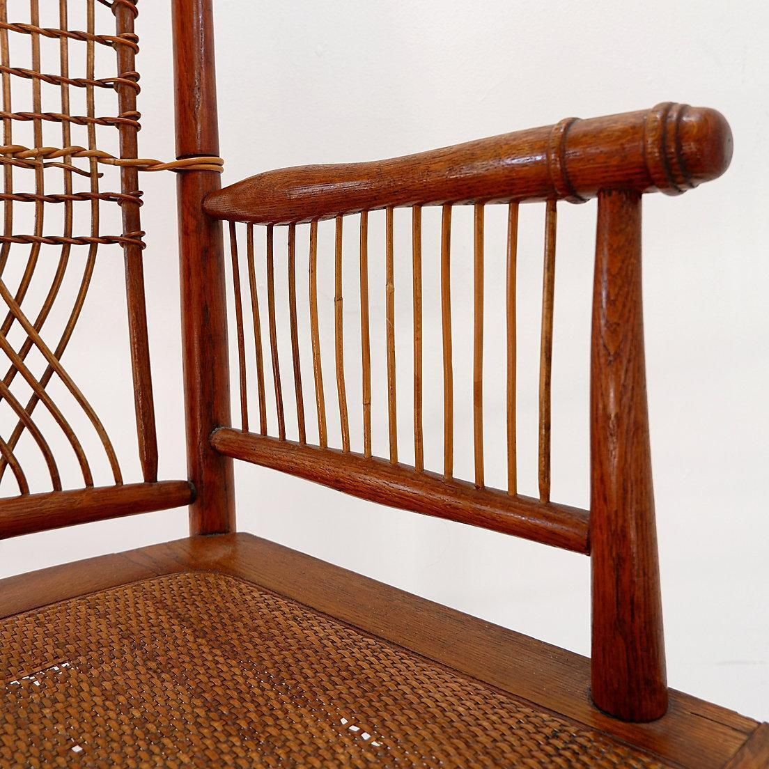 photo for sale Jardin D'hiver High Back Armchair, Wood & Wicker, Mid Century Modern