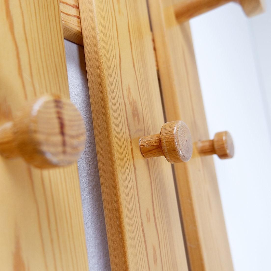 Pair Of Mid Century Modern Slatted Wall Coat Racks, Wood, Circa 1980 photo 685.0