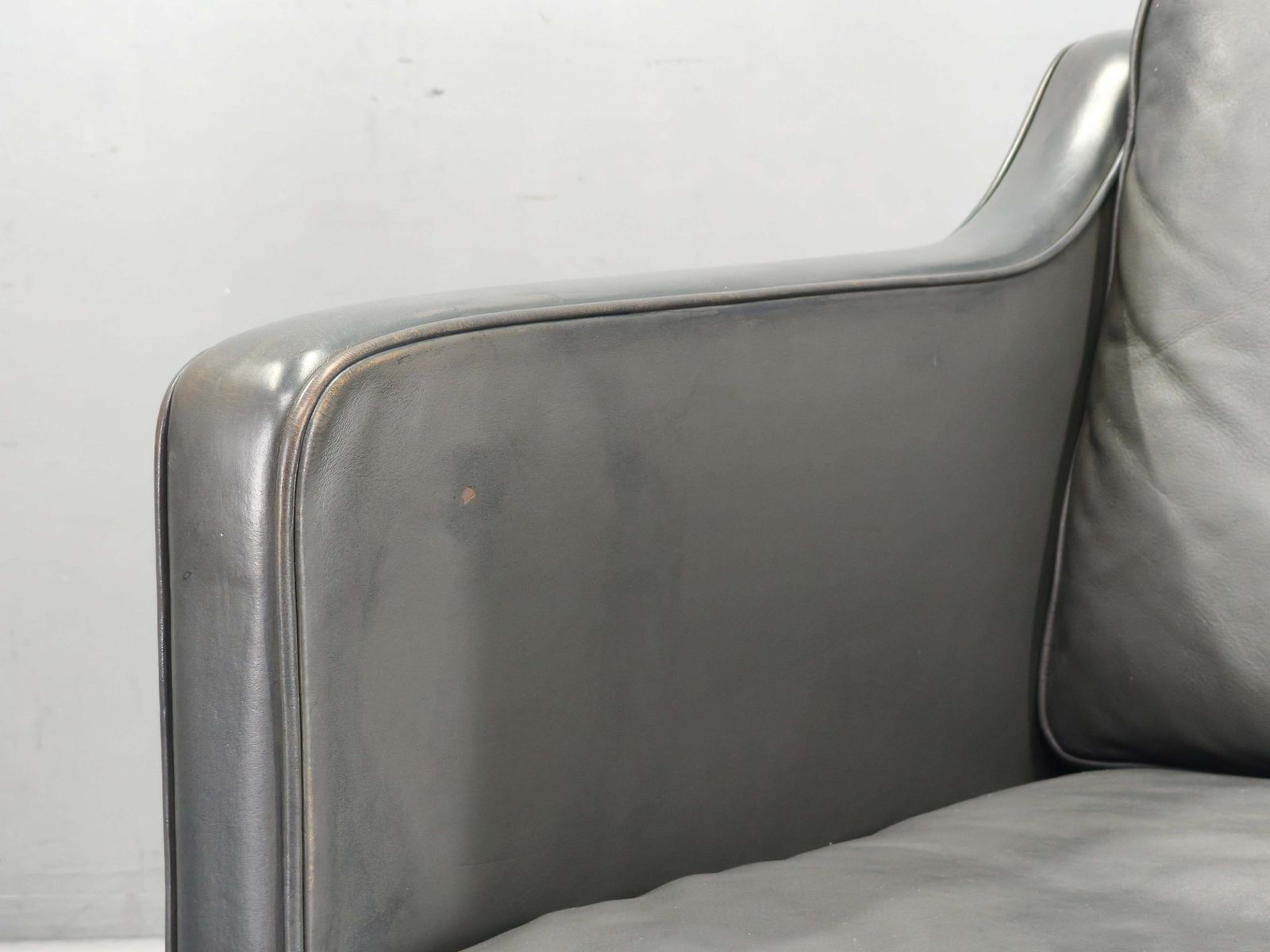 photo vinterior Paar lederen lounge chairs van Børge Mogensen voor Fredericia, jaren 1970