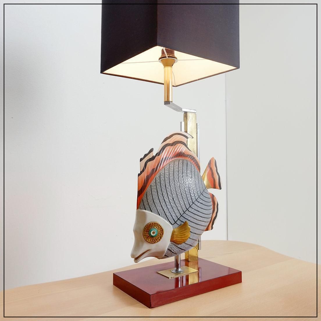 photo furniture Giulia Mangani For Oggetti Porcelain Sculpture Of Fish Lamp   Circa 1980