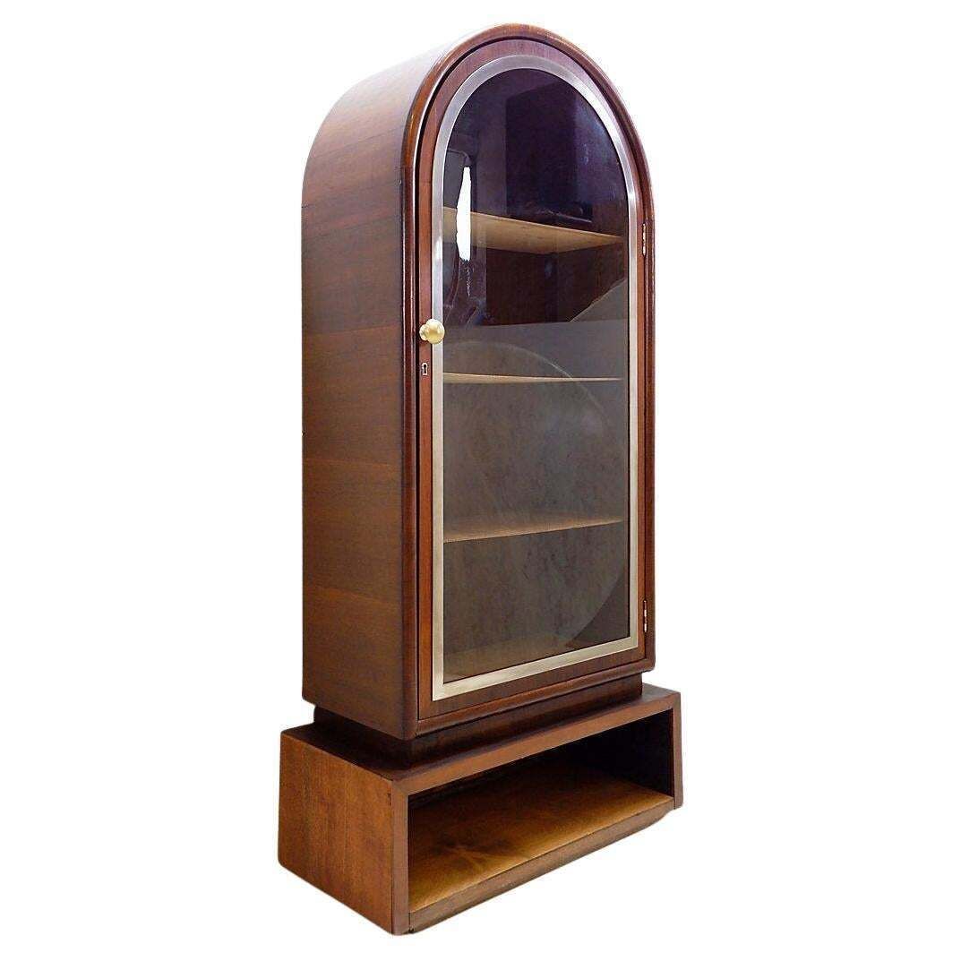 Arched Display In Wood And Glass Door     1950s