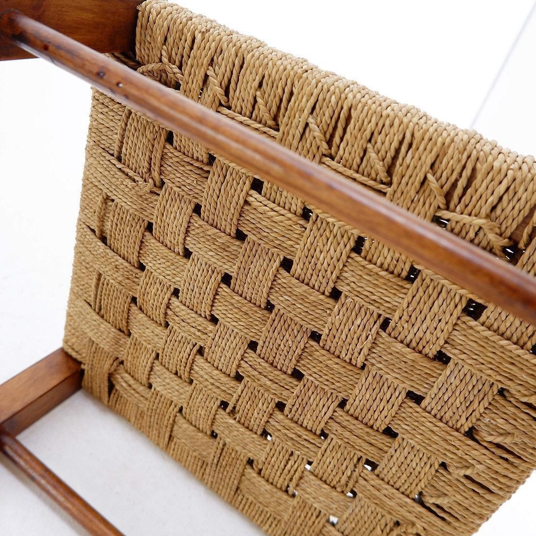 Mid Century Modern Wood And Rope Stool, Vintage Design, Circa 1960 photo Furniture