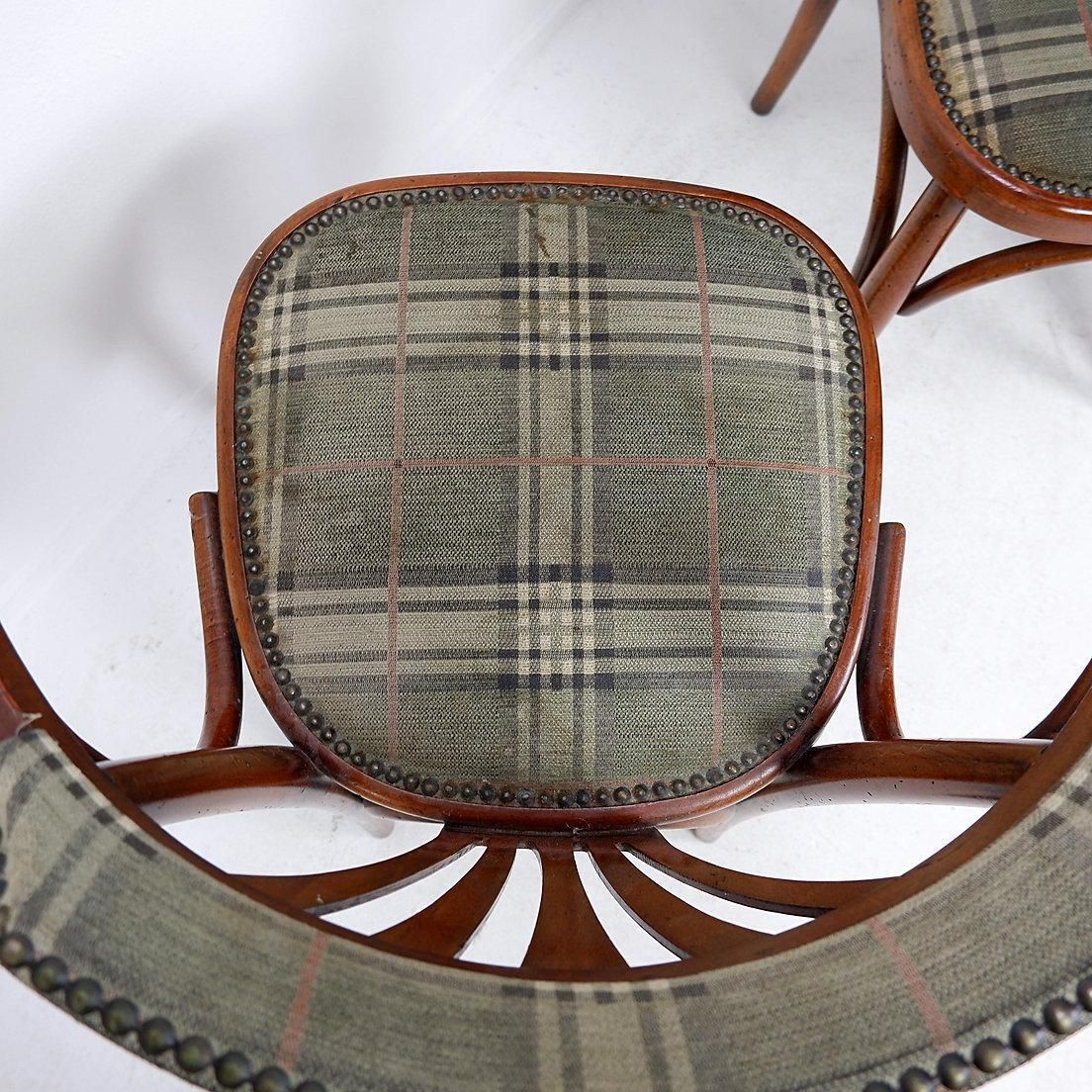 Furniture Pair Of "Palmette" Armchairs In Bentwood   Hilma/Belgium   Original Upholstery photo