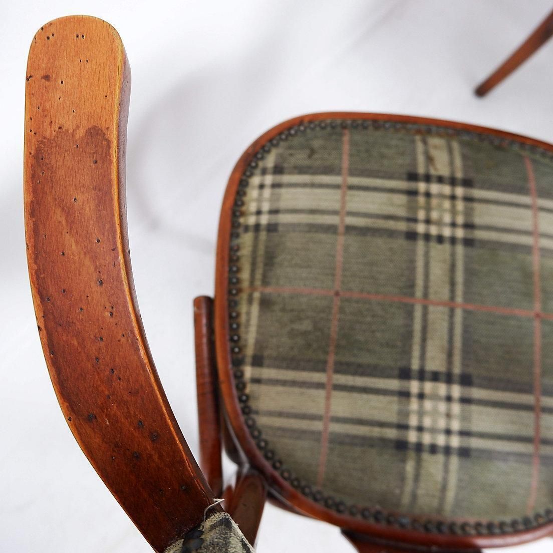 photo vinterior Pair Of "Palmette" Armchairs In Bentwood   Hilma/Belgium   Original Upholstery