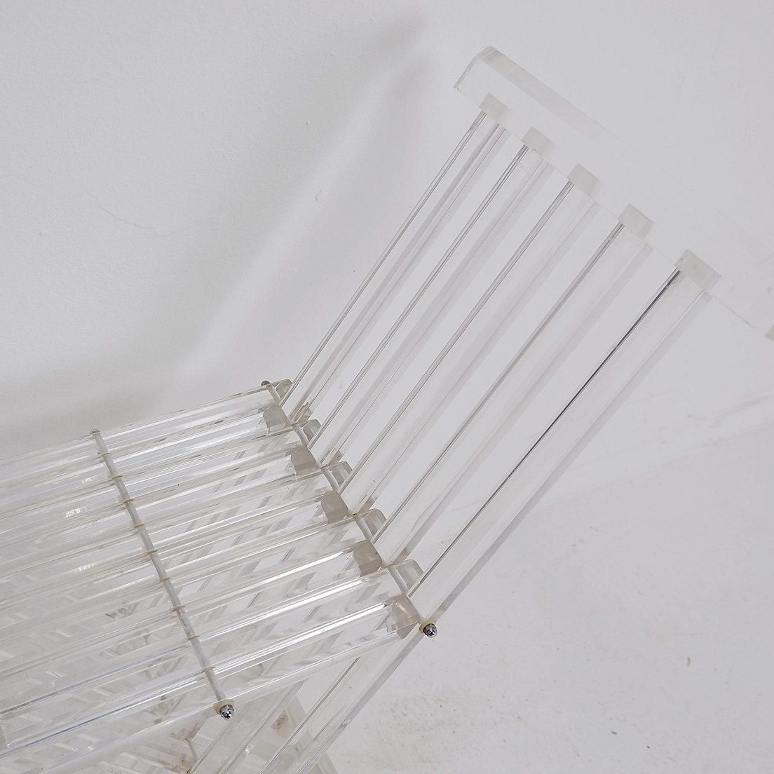 photo vintage "Transparence" Collection By David Lange "Dagobert" Curule Seat   1970s