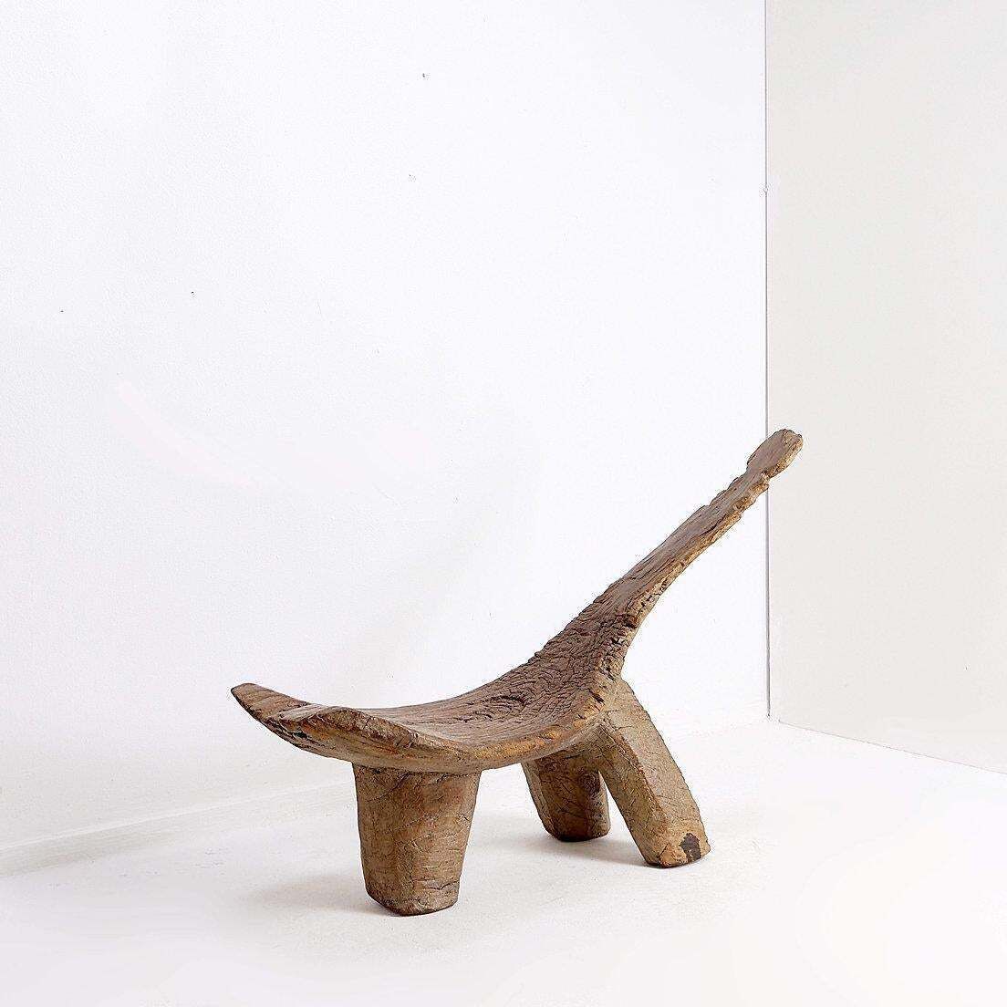 "Lobi" African Tripod Wooden Stool From Burkina Faso photo vintage
