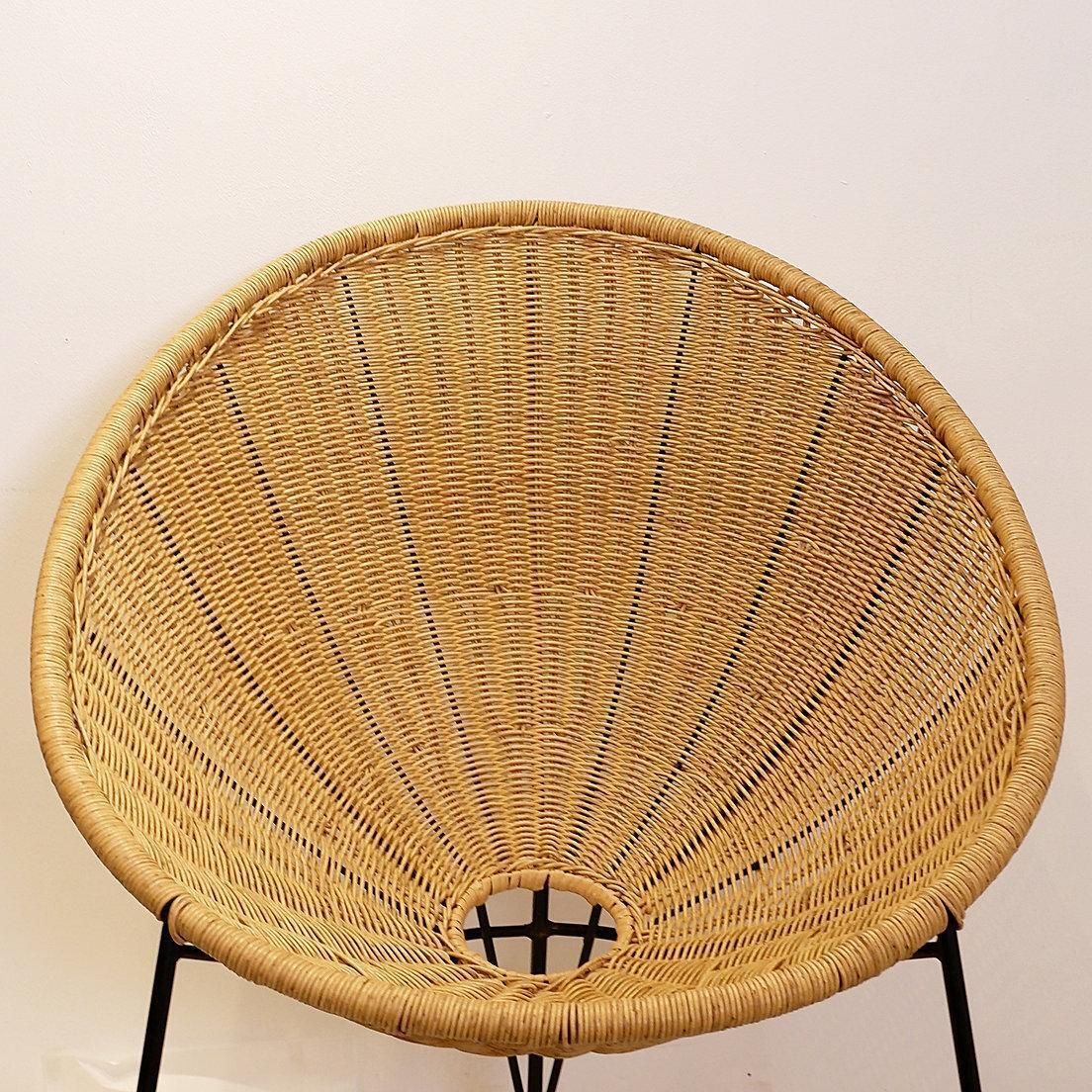 1517.0 Bohemian Armchairs In Synthetic Wicker And Metal Frame, Circa 1990 photo
